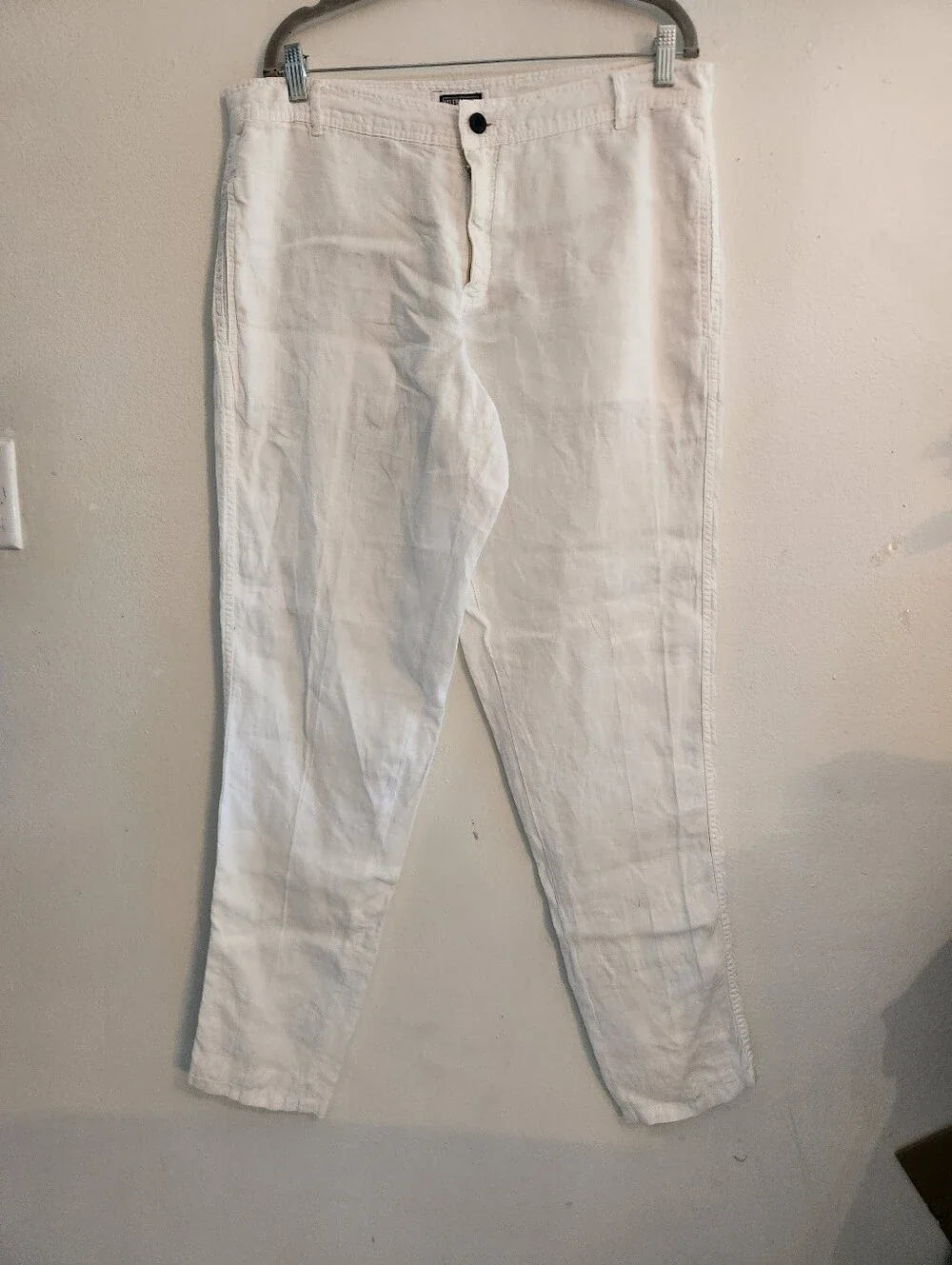 Vilebrequin 100% Linen White Textured Layered Slim Mens Pants Size Xl
